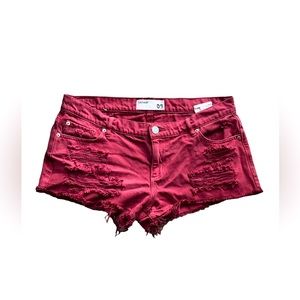 Garage Flirty Festival Red Denim Distressed/Destroyed Jean Shorts - Size 9